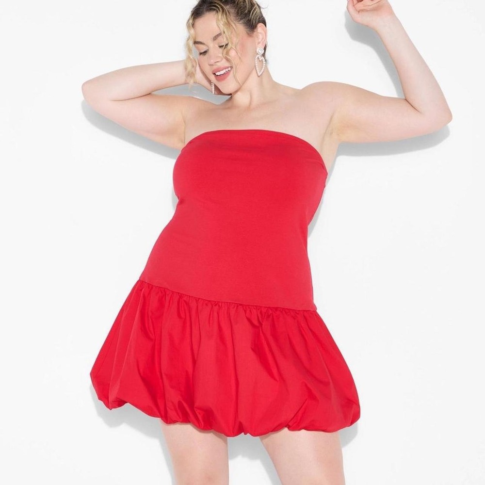 Wild Fable Women's Red Strapless Mini Babydoll Dress with Bubble Skirt - Picture 5 of 8